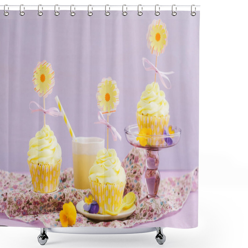 Personality  Yellow Cupcakes Shower Curtains