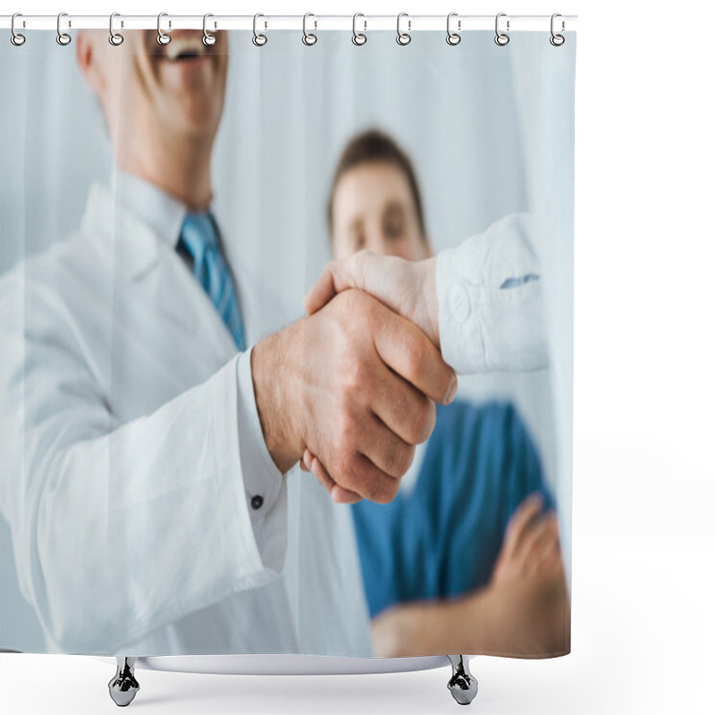 Personality  Doctors Handshaking At Hospital Shower Curtains