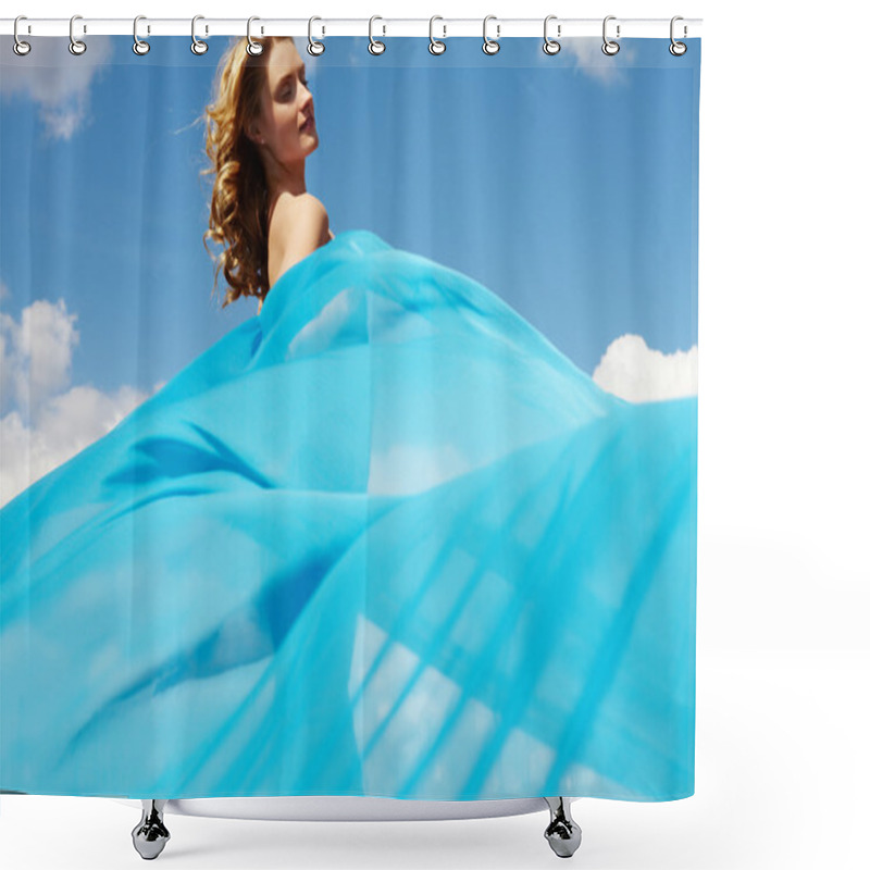 Personality  Blue Drapery Shower Curtains