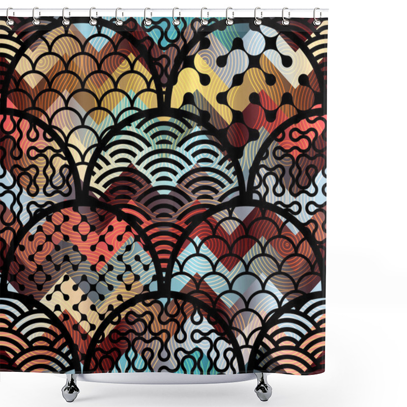 Personality  Abstract Arc Pattern Shower Curtains