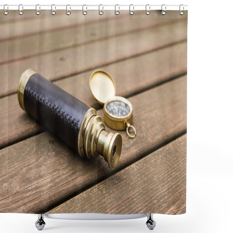 Personality  Ancient Telescope And Compass Shower Curtains