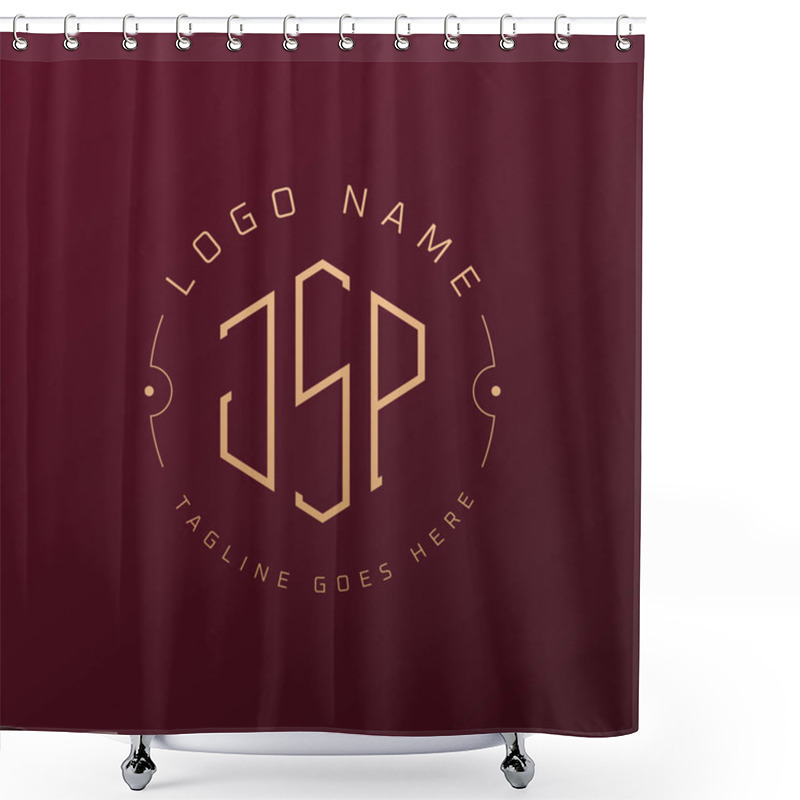 Personality  Luxury JSP Logo Design, Elegant Letter JSP Monogram Logo. Minimalist Polygon JSP Logo Design Template Shower Curtains