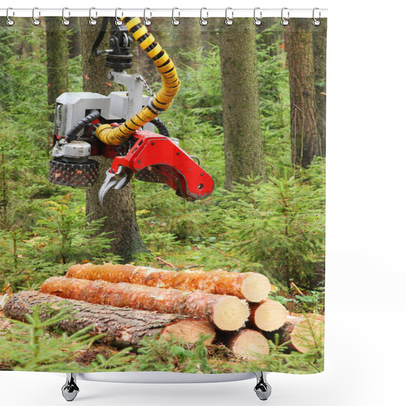 Personality  The Harvester Working In A Forest. Shower Curtains