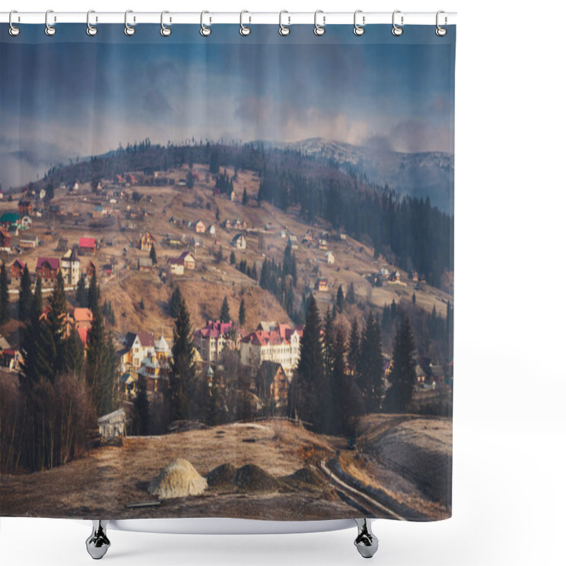 Personality  Carpathian Village And Mountains Shower Curtains