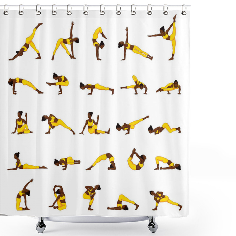 Personality  Women Silhouettes. Collection Of Yoga Poses. Asana Set. Shower Curtains