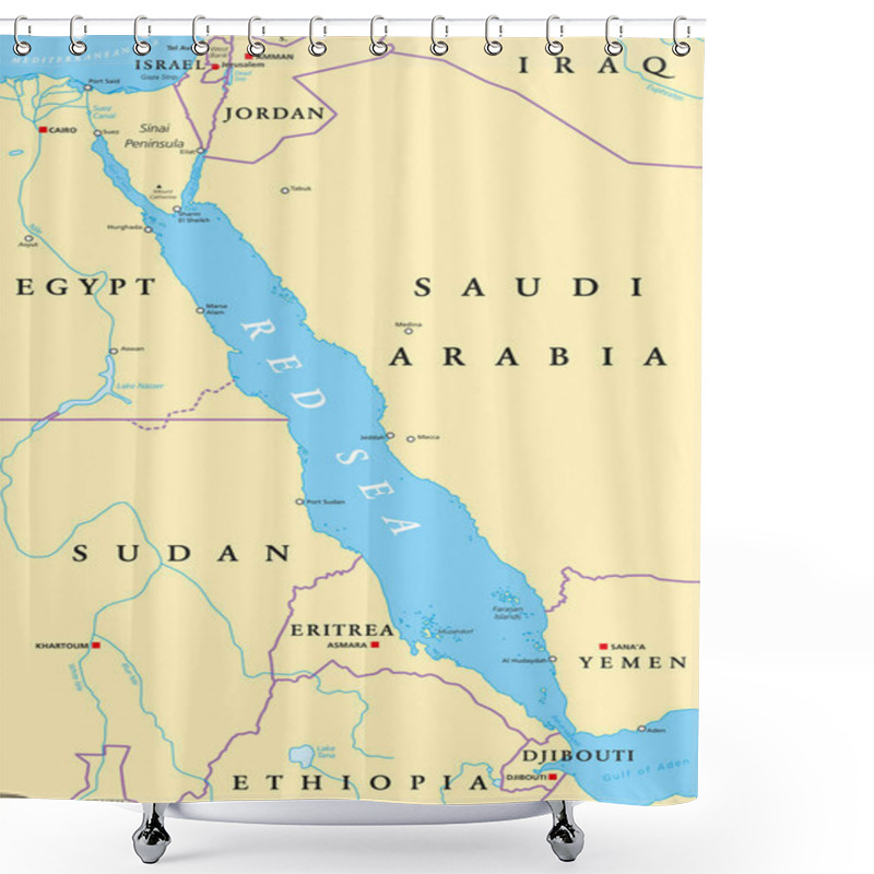 Personality  Red Sea Region Political Map Shower Curtains