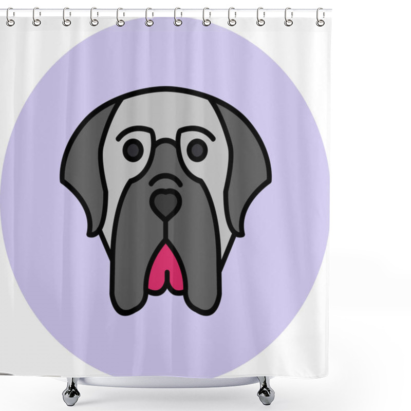 Personality  English Mastiff Dog Head Icon Vector Illustration Shower Curtains