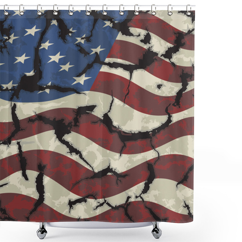 Personality  American Grunge Flag. Grunge Effect Can Be Cleaned Shower Curtains