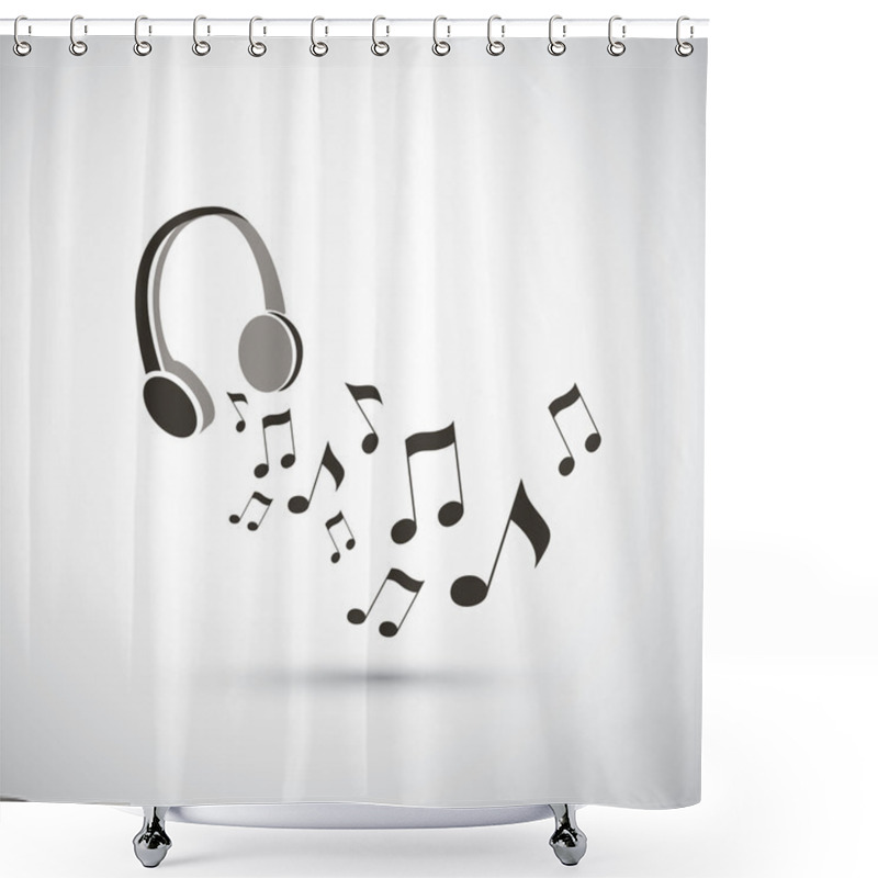 Personality  Musical Notes Flying From Headphones Shower Curtains