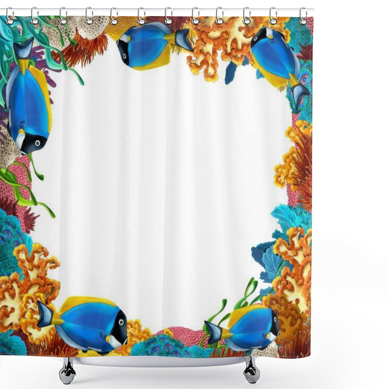 Personality  The Coral Reef - Frame - Illustration For The Children Shower Curtains