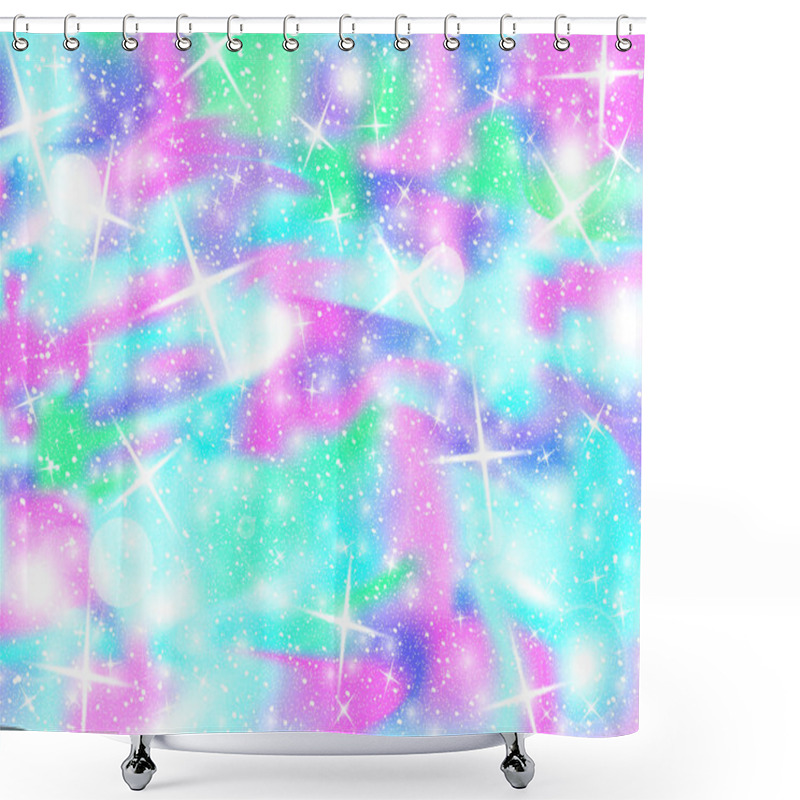 Personality  Unicorn Rainbow Background. Holographic Sky Shower Curtains