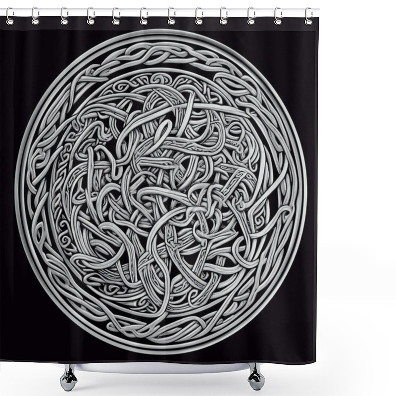 Personality  Intricate Celtic Knot Design Features Elaborate Twists And Turns, Demonstrating The Artistry And Geometric Precision Typical Of Traditional Celtic Motifs, Set Against A Solid Black Background. Shower Curtains