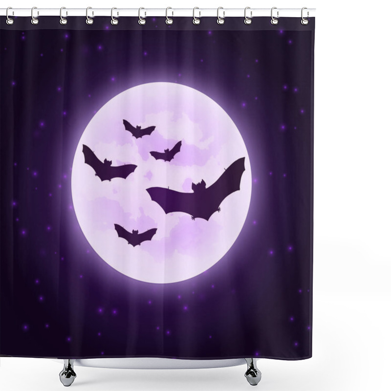 Personality  Vector Bats With Moon. Halloween Illustration. Shower Curtains