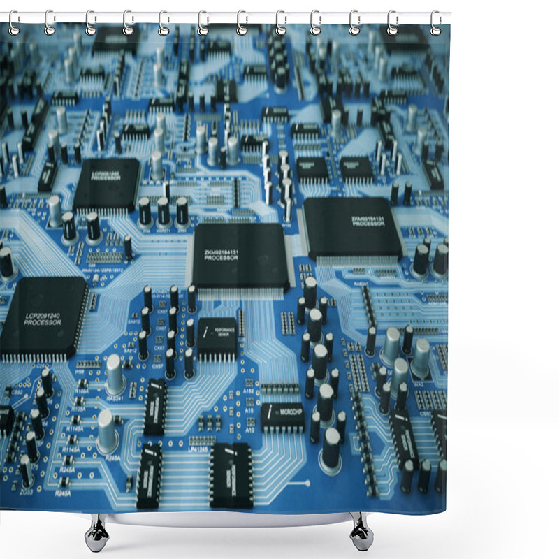 Personality  Blue Circuit Board. Shower Curtains