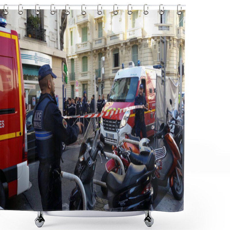 Personality  French Police And Firefighters In Nice, France Shower Curtains