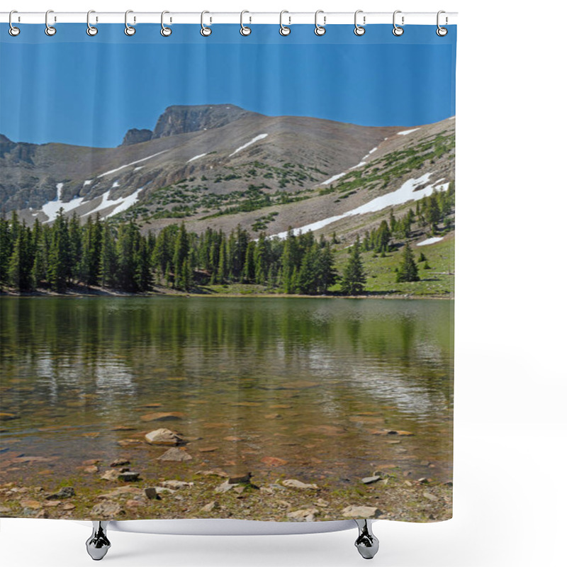 Personality  Calm Day On A Remote Alpine Lake On Stella Lake In Great Basin National Park In Neveda Shower Curtains