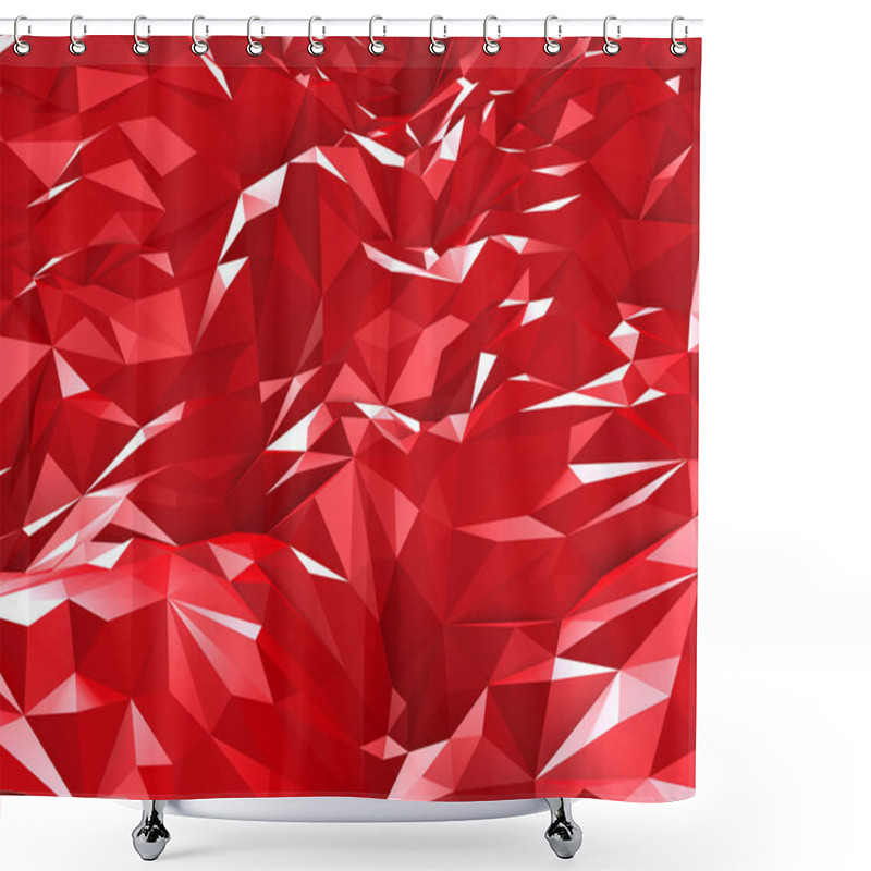 Personality  Geometric Pattern With Red Triangles Shower Curtains