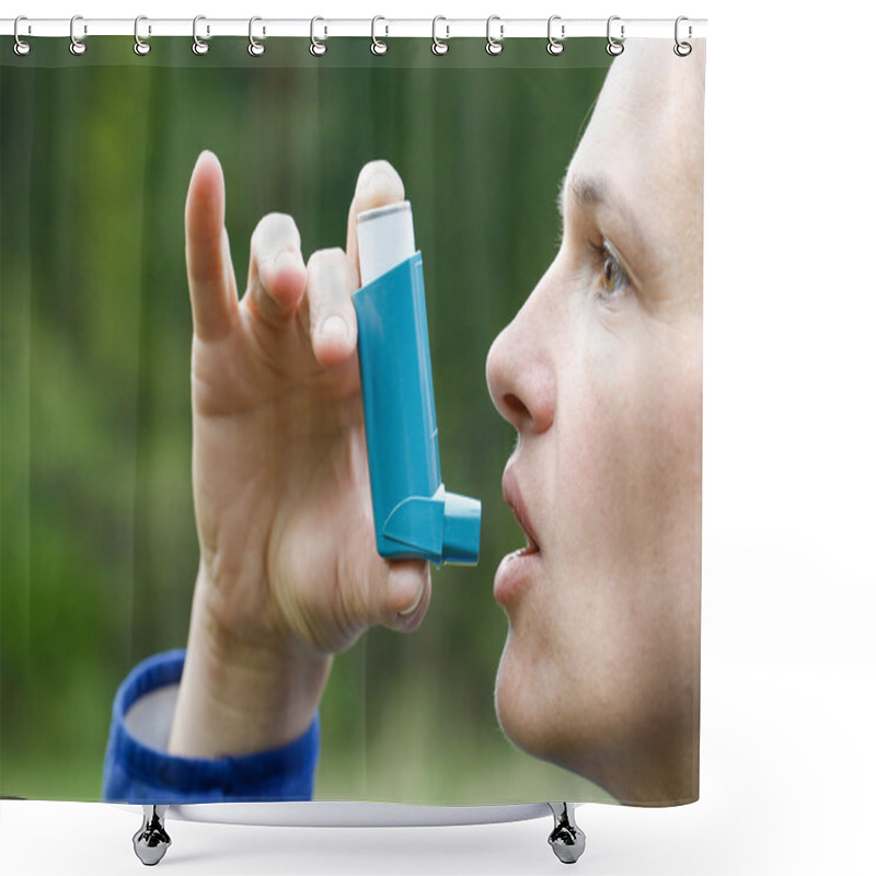 Personality  Asthma Patient Inhaling Medication Shower Curtains