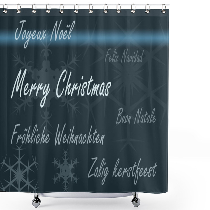 Personality  Xmas Card Multiple Languages - Blue Shower Curtains