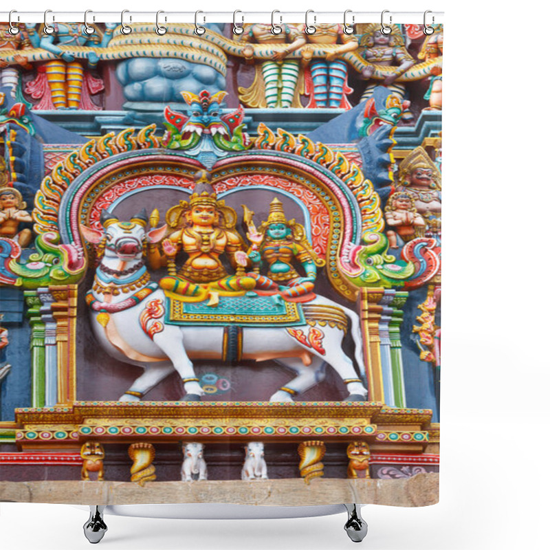 Personality  Sculptures On Hindu Temple Tower Shower Curtains