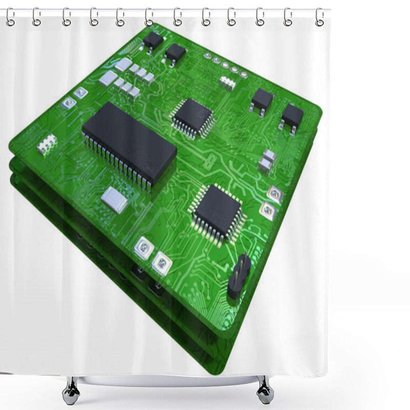 Personality  Printed Circuit Boards Populated With Some Components Shower Curtains