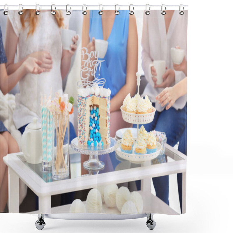 Personality  Tasty Treats Served For Baby Shower Party  Shower Curtains