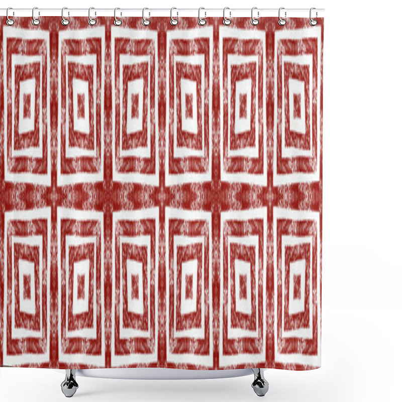 Personality  Mosaic Seamless Border. Wine Red Symmetrical Kaleidoscope Background. Retro Mosaic Seamless Design. Juicy Decorative Design Element For Background. Shower Curtains