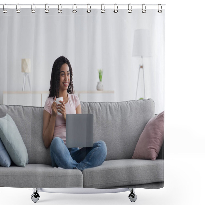 Personality  Rest And Relax At Home With Modern Device, Work At Home And Coffee Break Shower Curtains