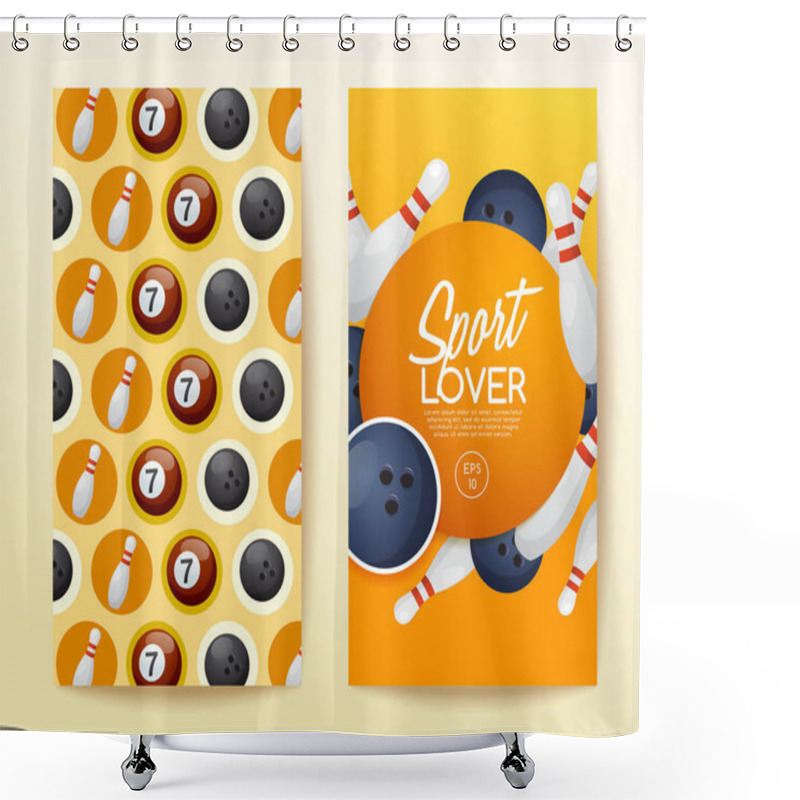 Personality  Sport Lover Banners With Bowling Equipment  Shower Curtains