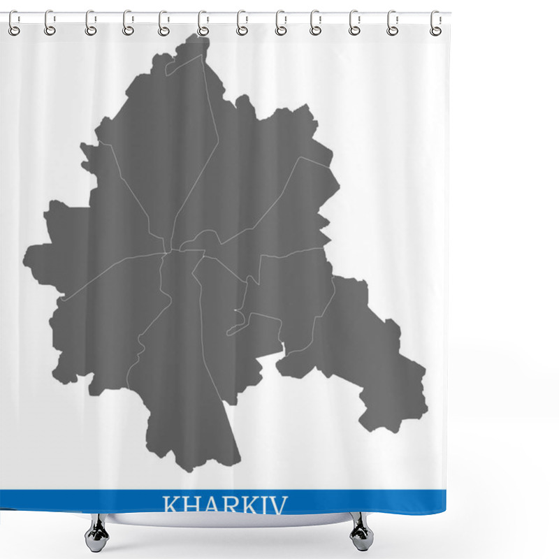 Personality  High Quality Map Of Kharkiv Is A City In Ukraine, With Borders Of Districts Shower Curtains