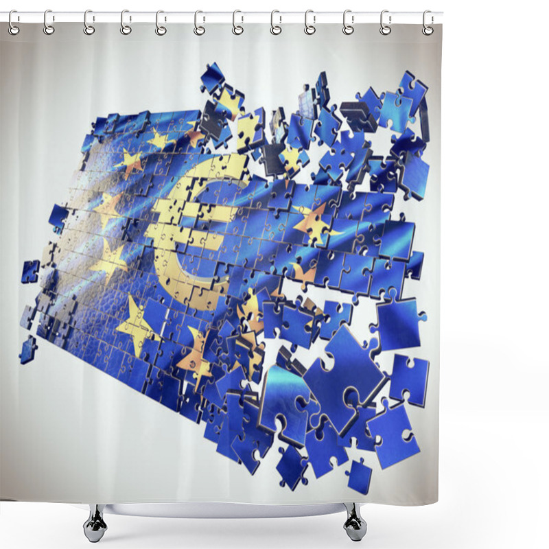 Personality  The European Union Puzzle With Euro Symbol Shower Curtains