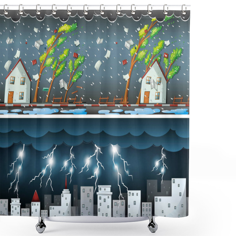 Personality  Two Scenes With Thunders And Storms Shower Curtains