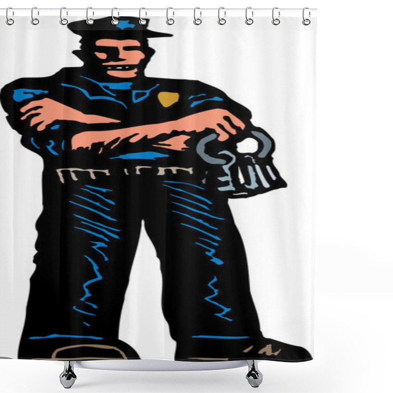 Personality  Woodcut Illustration Of Prison Guard Or Jailer Shower Curtains