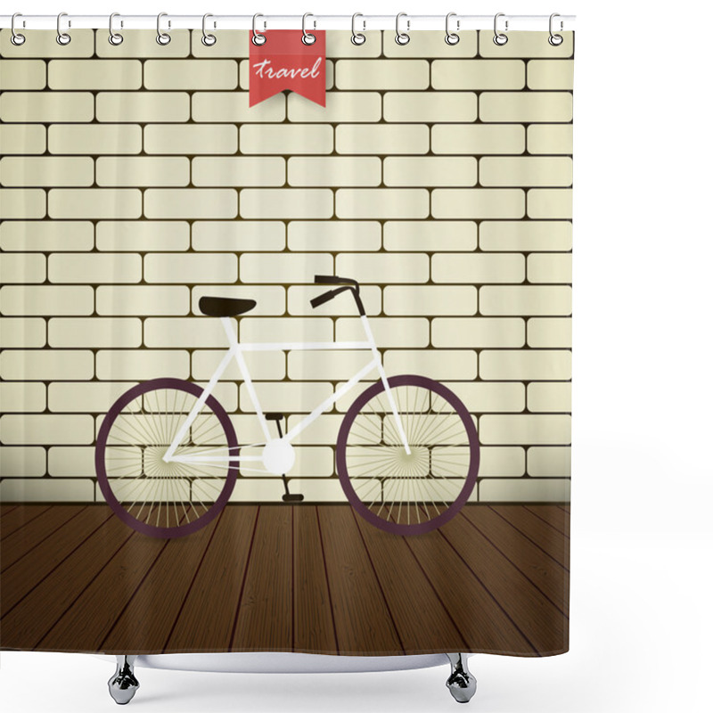 Personality  Illustration Bicycle Over Brick Wall Shower Curtains