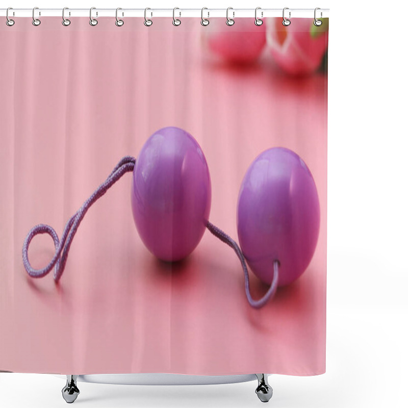 Personality  Pink Vaginal Balls On A Pink Background. Shower Curtains