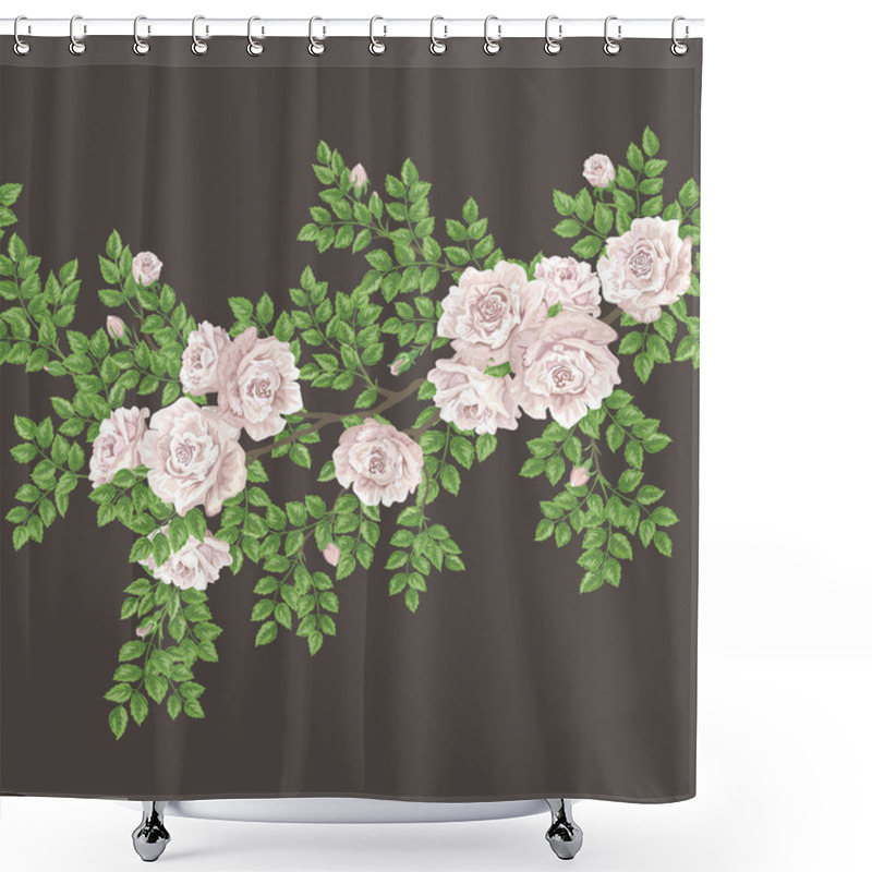 Personality  Retro Seamless Pattern With Roses Shower Curtains