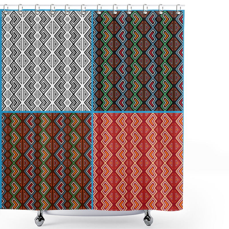 Personality  Four Seamless Ethnic Motifs Patterns Shower Curtains