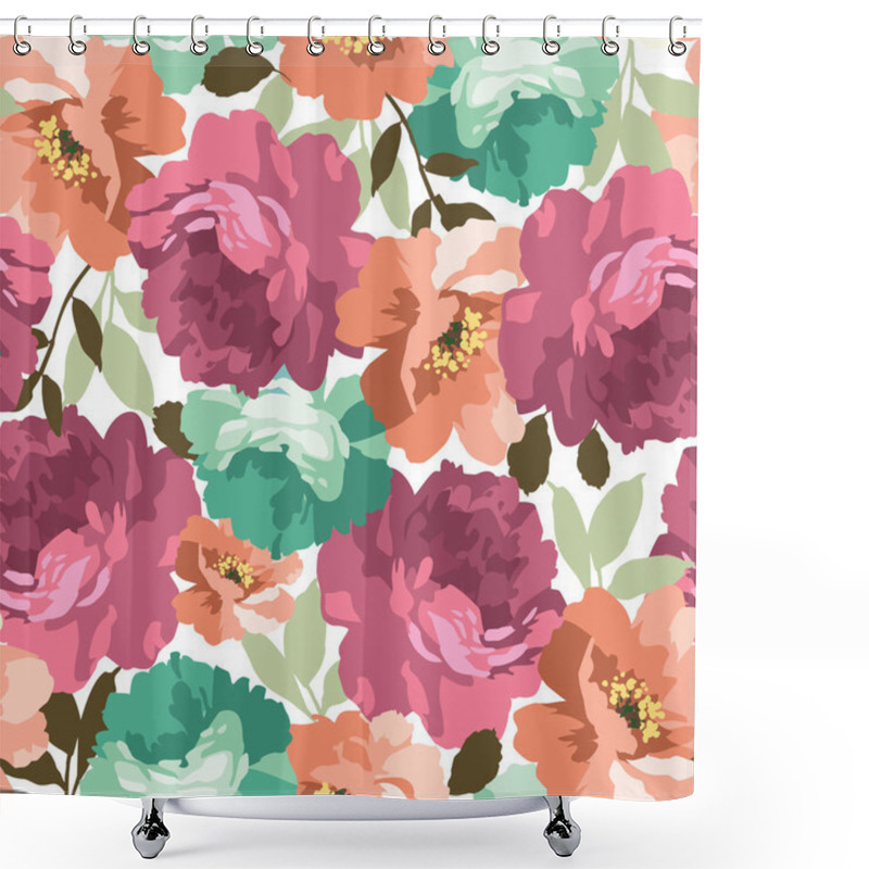 Personality  Beautiful Floral Seamless Pattern. Shower Curtains