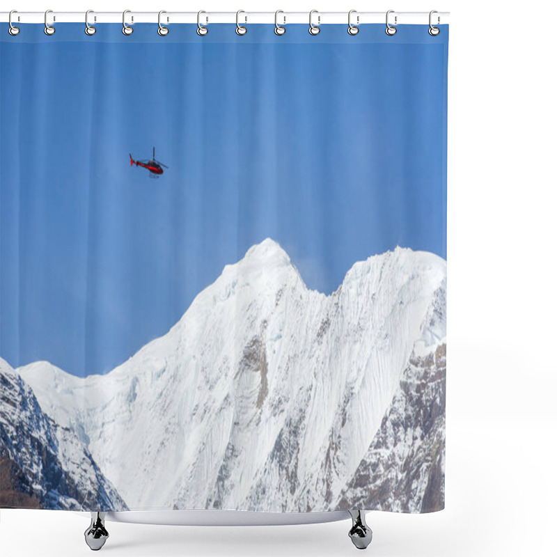 Personality  Rescue Helicopter In High Himalayan Mountains Shower Curtains