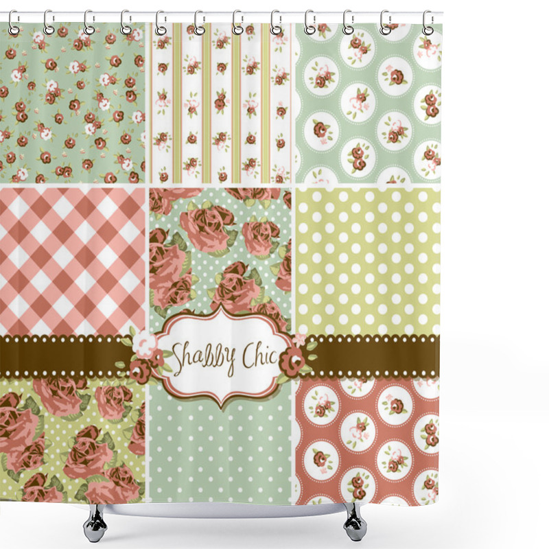 Personality  Shabby Chic Rose Patterns And Seamless Backgrounds. Ideal For Printing Onto Fabric And Paper Or Scrap Booking. Shower Curtains