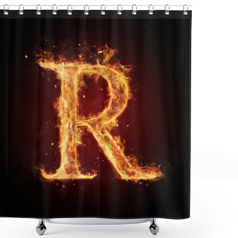 Personality  Fire Letter On Black Background Shower Curtains