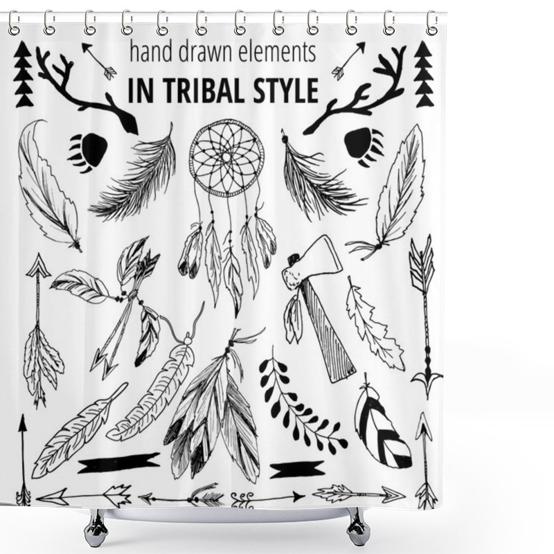 Personality  Vector Set With Tribal, Indian Elements Shower Curtains