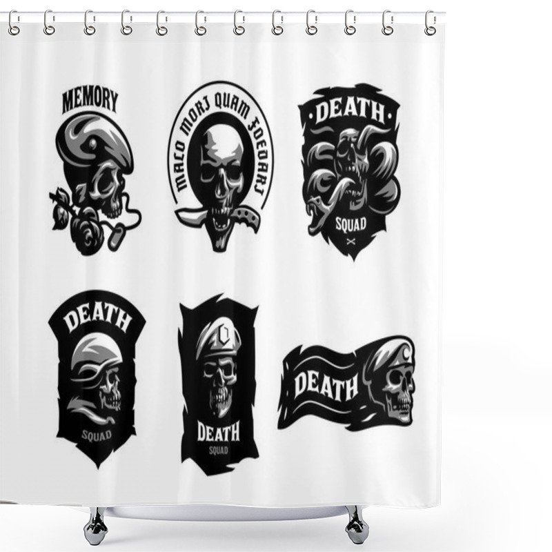 Personality  Set Of Skull Emblems. Shower Curtains