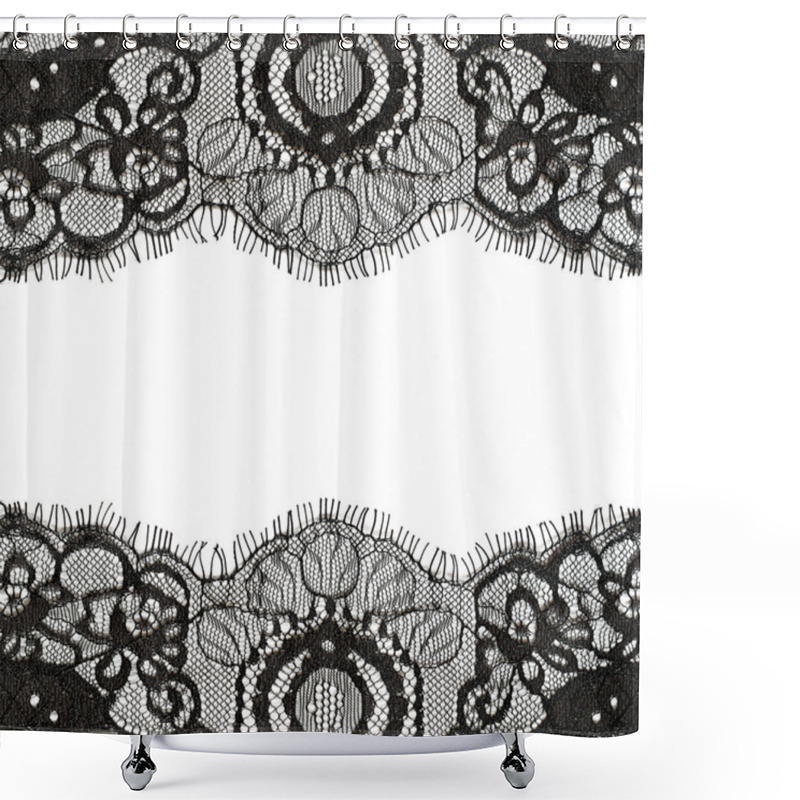 Personality  Black Lace Edges Shower Curtains