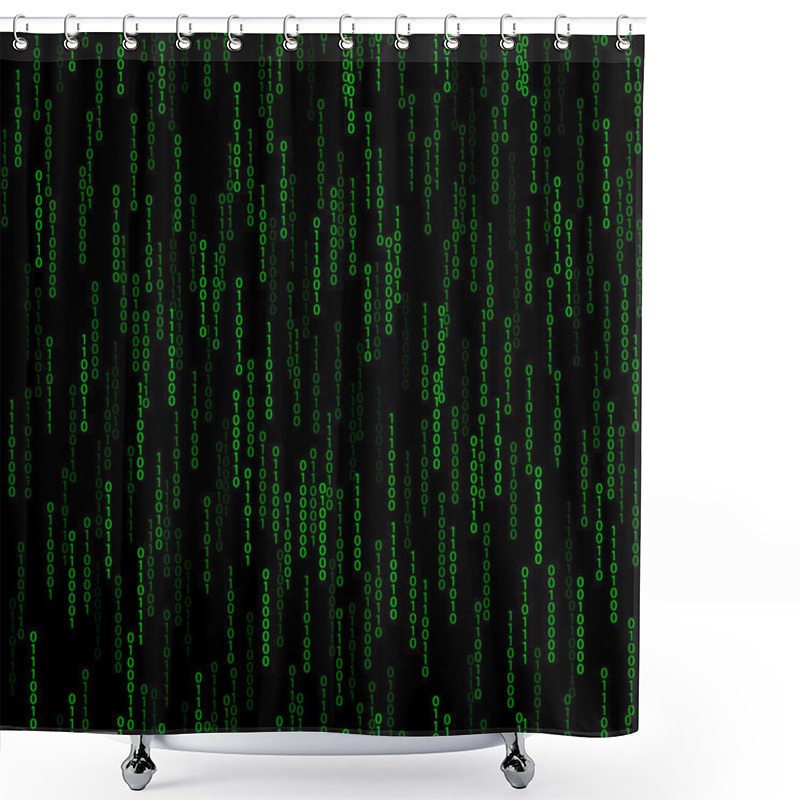 Personality  Dark Green Seamless Pattern With Binary Code Shower Curtains