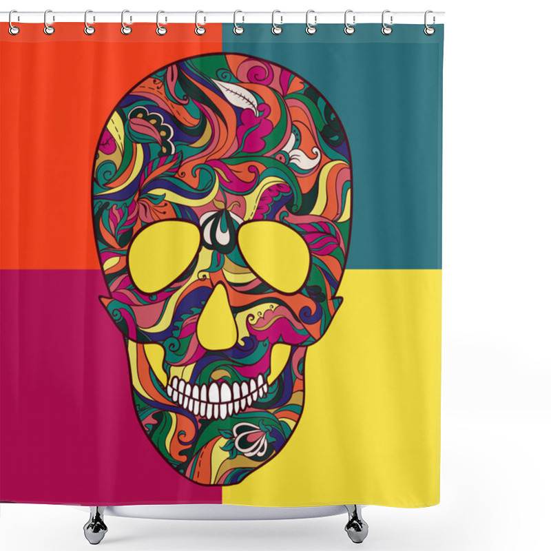 Personality  Vector Sugar Skull With Ornament Shower Curtains