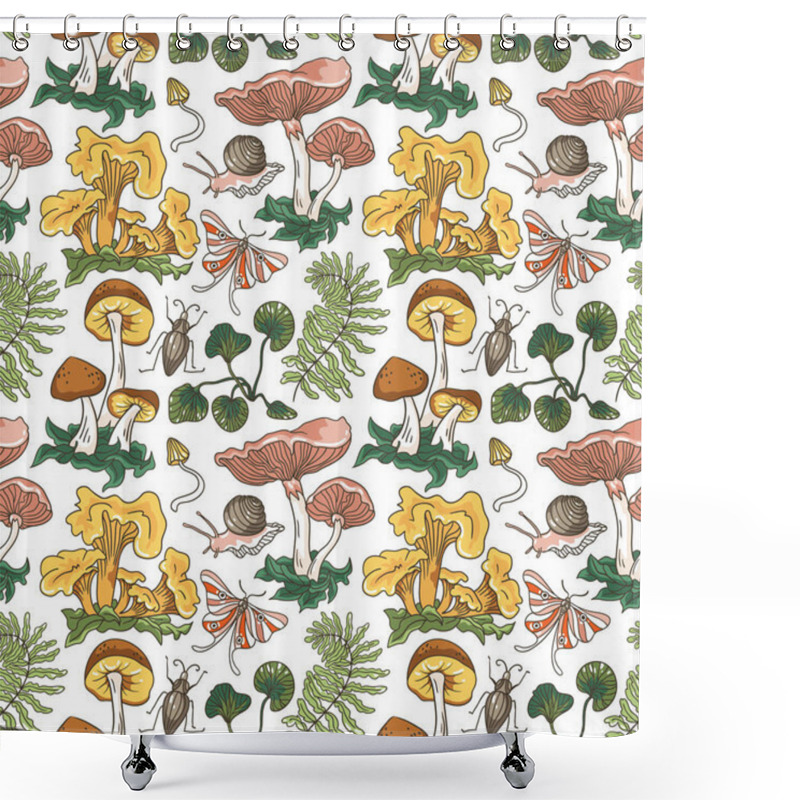 Personality  Seamless Pattern With Mushrooms Shower Curtains