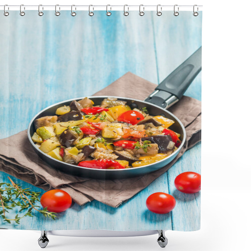 Personality  Vegetable Ratatouille In A Frying Pan Shower Curtains