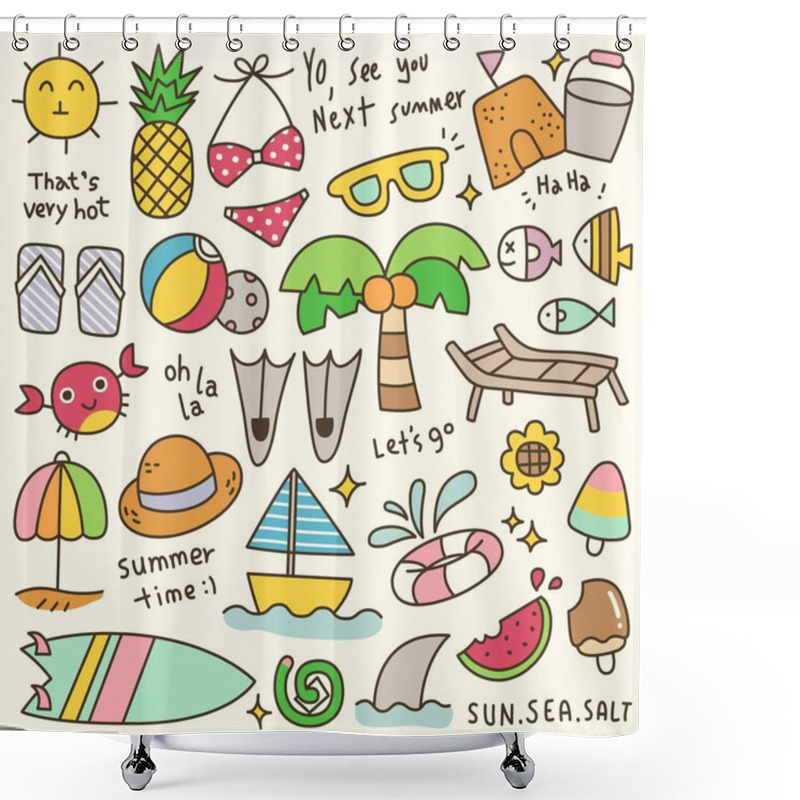 Personality  Set Of Cute Summer Time Doodle Shower Curtains