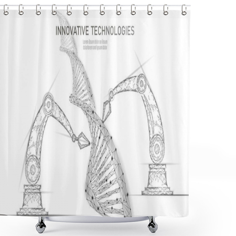 Personality  Low Poly Chemical DNA Synthesis Science Concept. Polygon Lab Chemistry Genetic Engineering Reactor. Modern Innovation Evolution Organism Technology Product Laboratory Robotic Ai Vector Illustration Shower Curtains